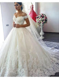 Robes de mariée sur mesure en forme de robe de bal, épaules dénudées, appliques, traîne courte, robes de mariée formelles, Vestido De Noiva, robe de mariée