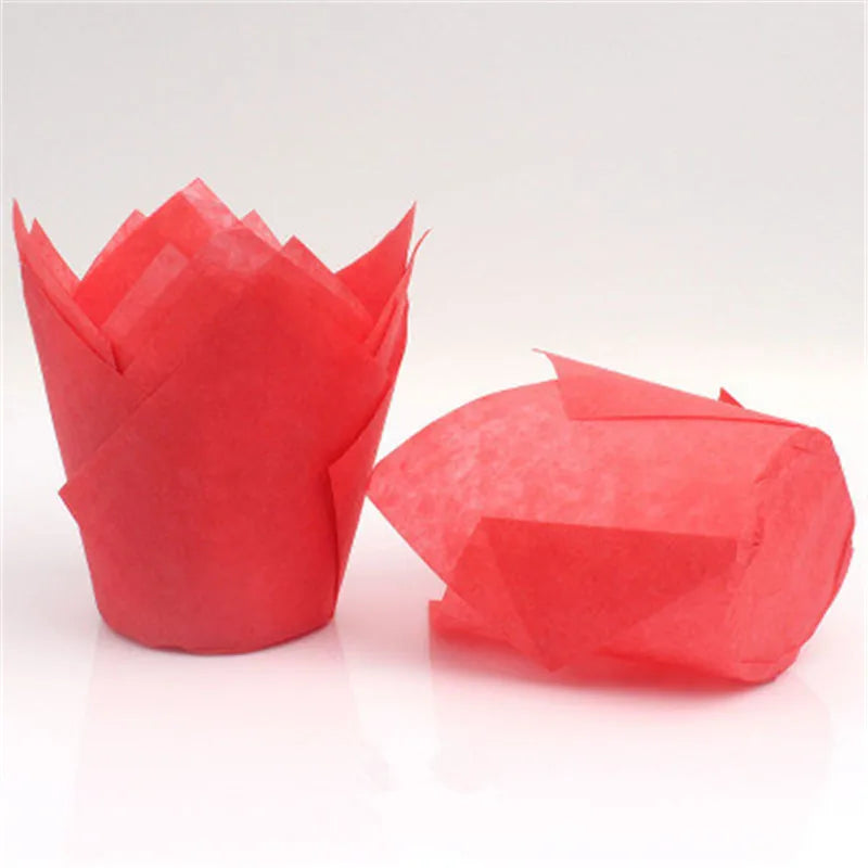 50x caissettes à cupcake de style journal, pour pâtisserie, mariage, caissettes tulipe, moule à muffins, papier sulfurisé, emballage de gâteau résistant à l'huile