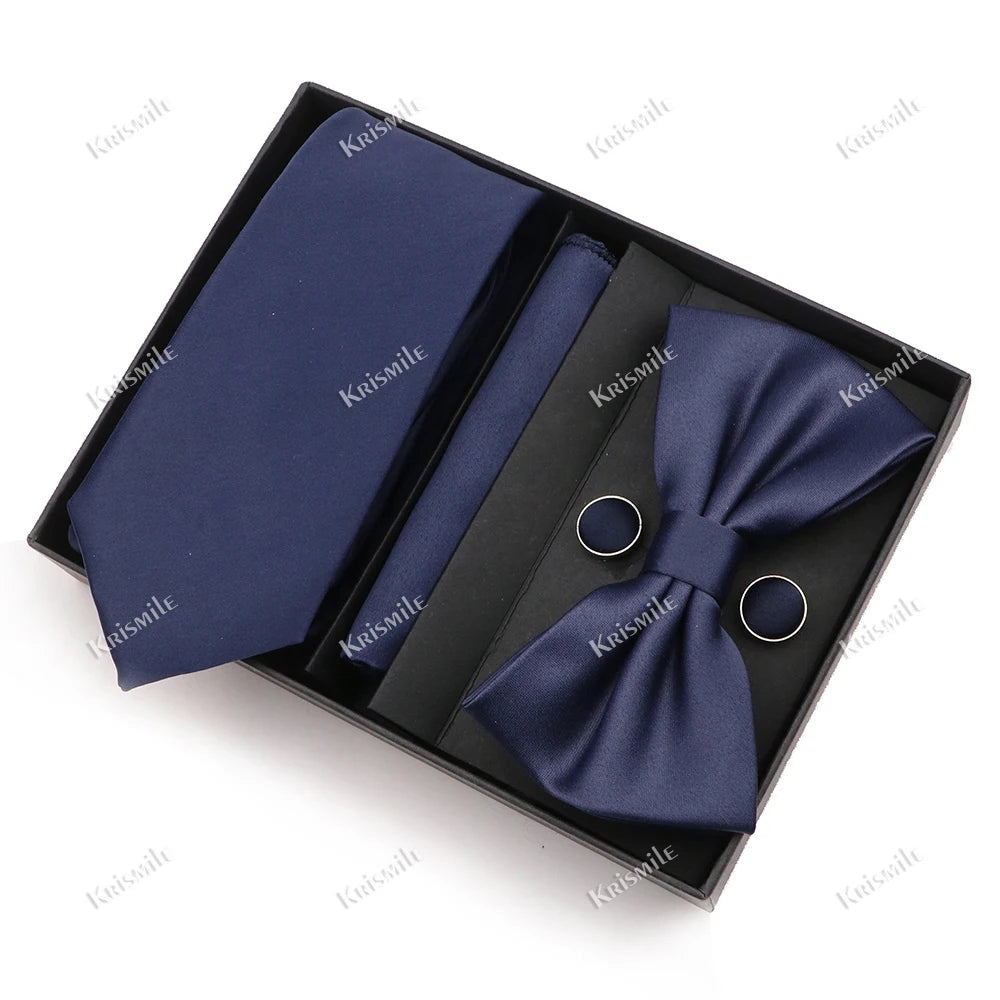 Men's Tie Box Gift Set | Necktie, Bow Tie, Pocket Square, Cufflinks & Brooch