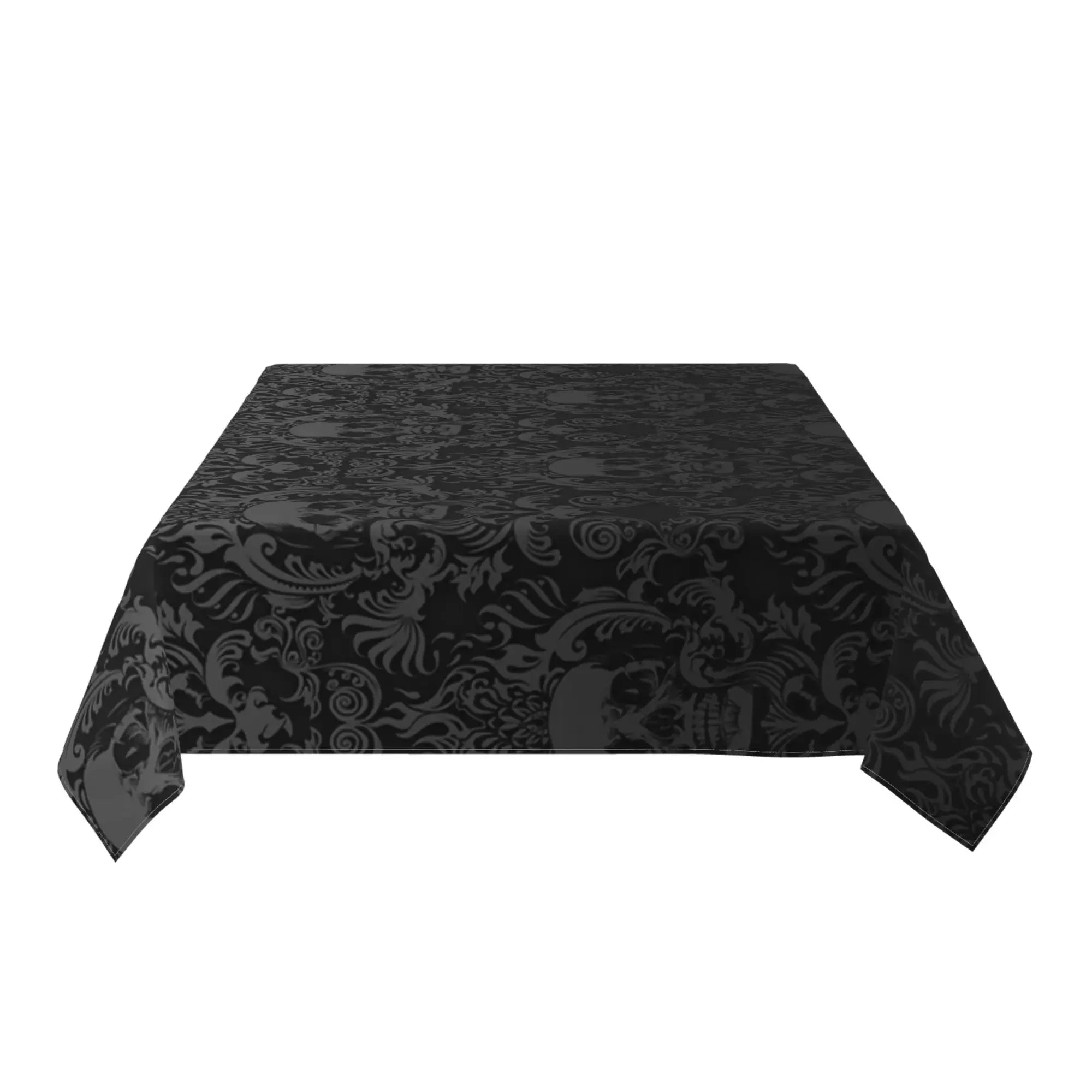 Nappe rectangulaire noire tête de mort gothique avec motif floral en polyester lavable pour cuisine, fête, pique-nique et salle à manger
