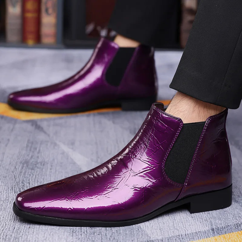 Bottes Chelsea Homme Grandes Tailles 39-48 Bottines Rétro de Haute Qualité Bottes en Cuir Tendance pour Hommes Chaussures Habillées d'Affaires Zapatos
