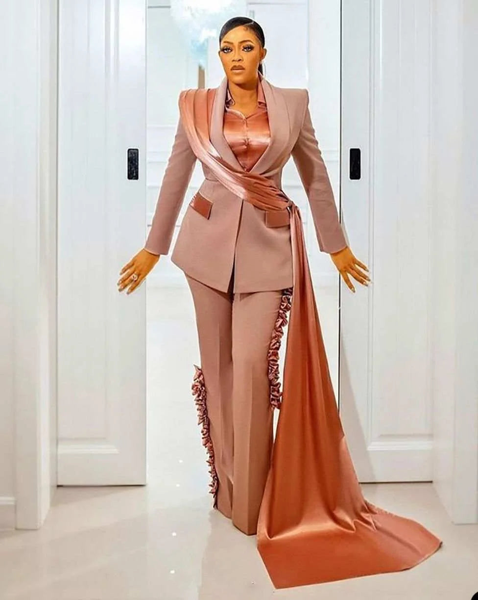 Ensembles de pantalons pour femmes, design spécial, grande taille, blazer de mariage avec wraps, tenues de mariée sur mesure, coupe ajustée, 2 pièces