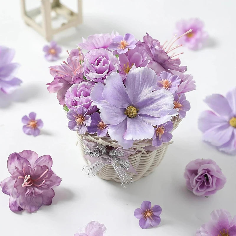 36Pcs 4cm Silk Rose Artificial Daisies Flower Heads for Craft Wreath Wedding Decor DIY Table Home Room Decor Fake Flowers