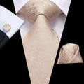 Silk Paisley & Floral Necktie Gift Set | Groom & Groomsmen Wedding Tie with Pocket Square & Cufflinks