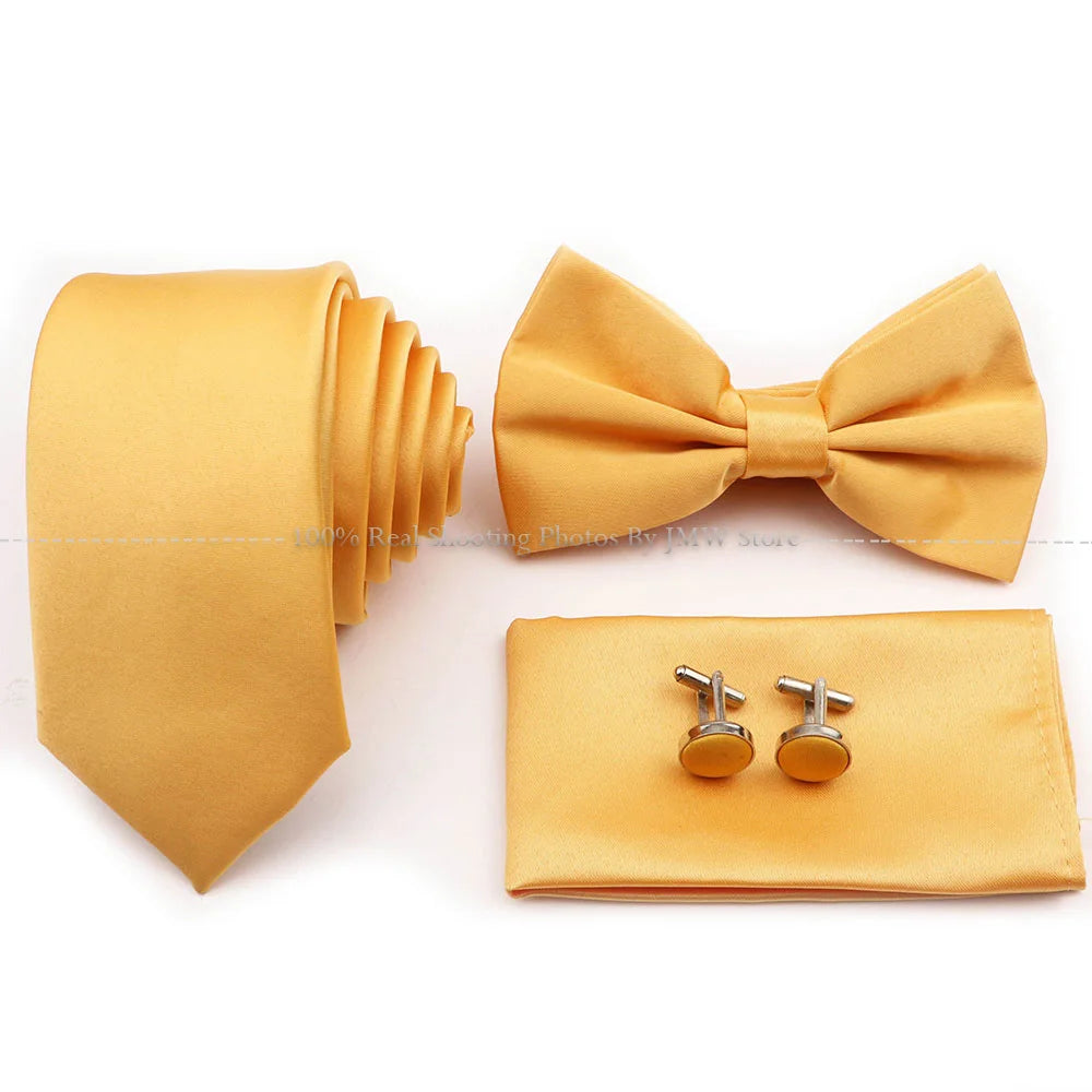 Ensemble cravate et nœud papillon violet bleu sauge vert en polyester, boutons de manchette et broche pour costume de marié, cravate de mariage, accessoire de chemise
