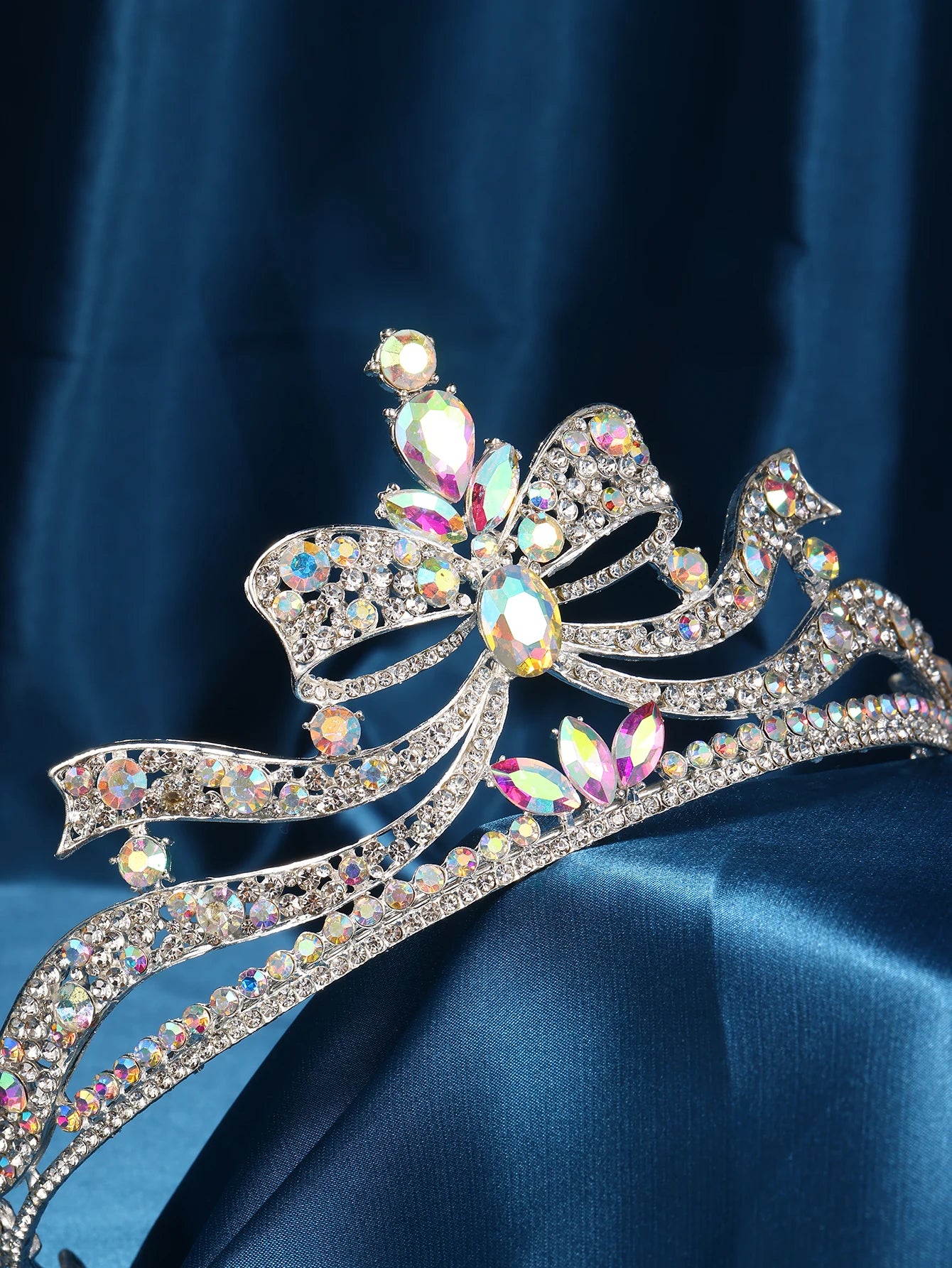 Accessoires pour femmes - Bandeaux de mariage - Bijoux de cheveux pour fiançailles - Serre-têtes en forme de nœud - Tiaras romantiques - Diadèmes de concours de beauté