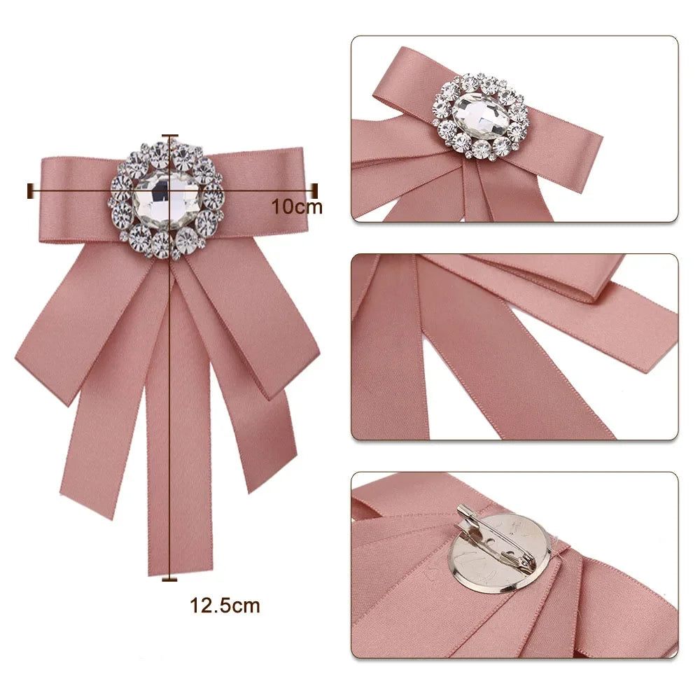 i-Remiel Nouveaux nœuds papillon broche strass tissu Art épingles et broches dames broches décoration de col chemisier marié bijoux insigne
