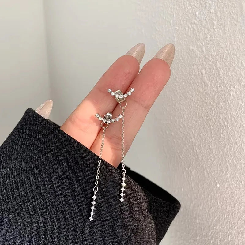 Luxury Long Drop Zircon Dangle Earrings — Bridal Wedding Jewelry
