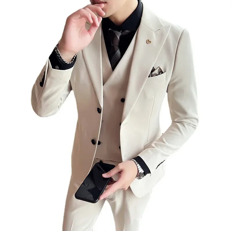Costumes Homme Sarcelle Coupe Slim Garçons d'Honneur Mariage Tuxedos Trois Pièces Costume de Marié Revers Pointu Blazers Formels de Célébrités Avec Veste