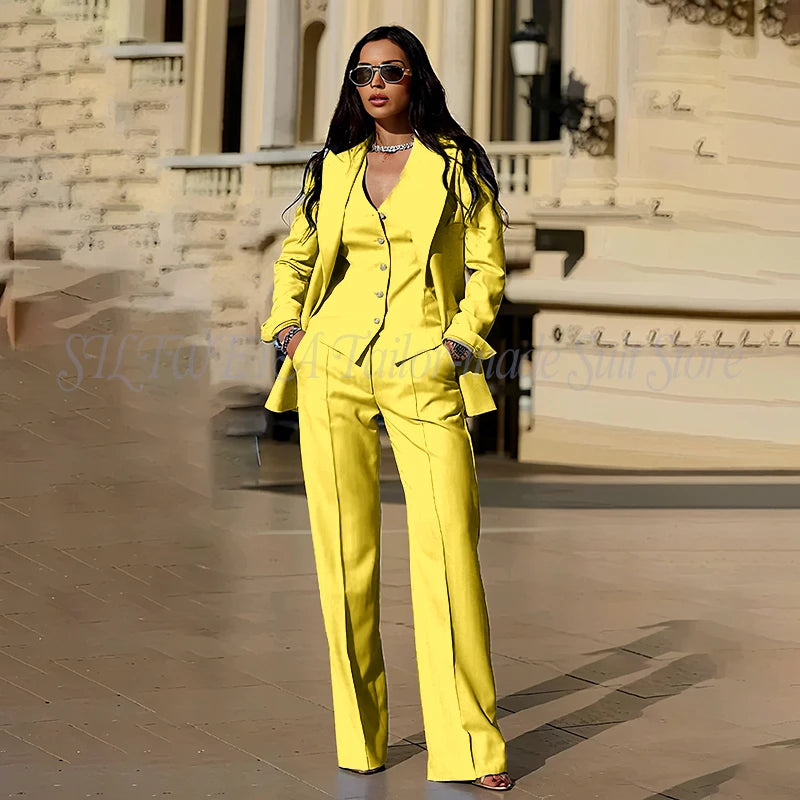 Ensembles tailleur 3 pièces pour femme : veste, pantalon et gilet - Tenues décontractées élégantes pour le bureau - Vêtements féminins de haute qualité - Ensembles blazer chics et formels