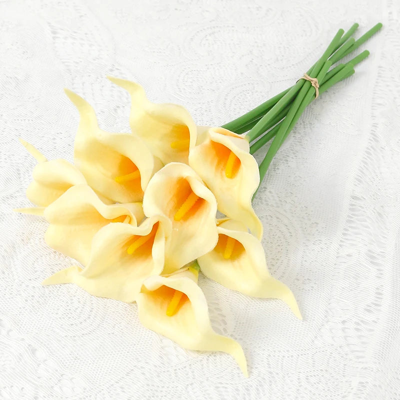 Bouquet de mariée artificiel de callas — 6 tiges, 40 cm