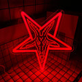 Bar Neon Art Wall Decor for Room Gothic Three-dimensional Carved Lamb and Inverted Baphomet Home Sign Five-pointed Beauty Star