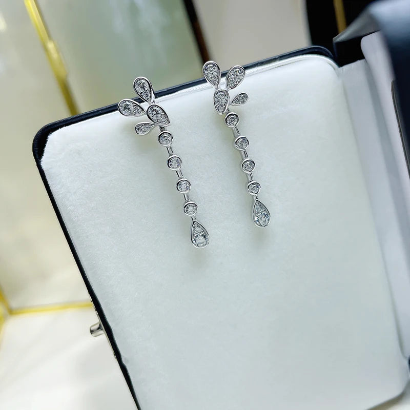 Crystal Cubic Zirconia Statement Long Drop Earrings — Bridal Jewelry