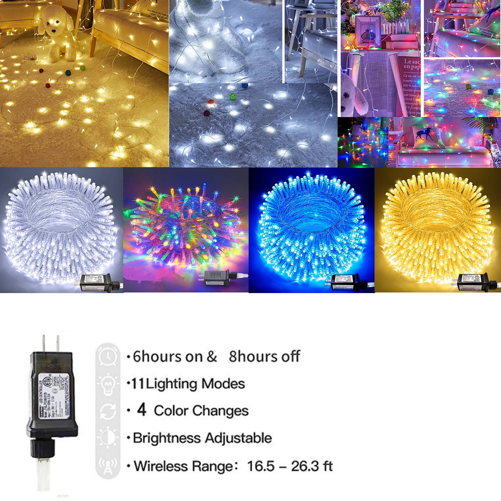 24V 100/800LED String Lights 8 Modes Waterproof Blue White Warm RGB LED Fairy Lights Courtyard Christmas Party Wedding Decor