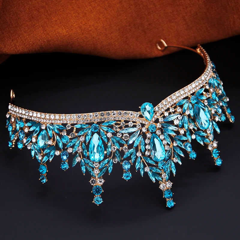 Ensembles de bijoux de mariée pour femmes, diadèmes de mariage et d'anniversaire, et collier ras-du-cou, boucles d'oreilles, accessoires de bijoux de costume de fête de mariée