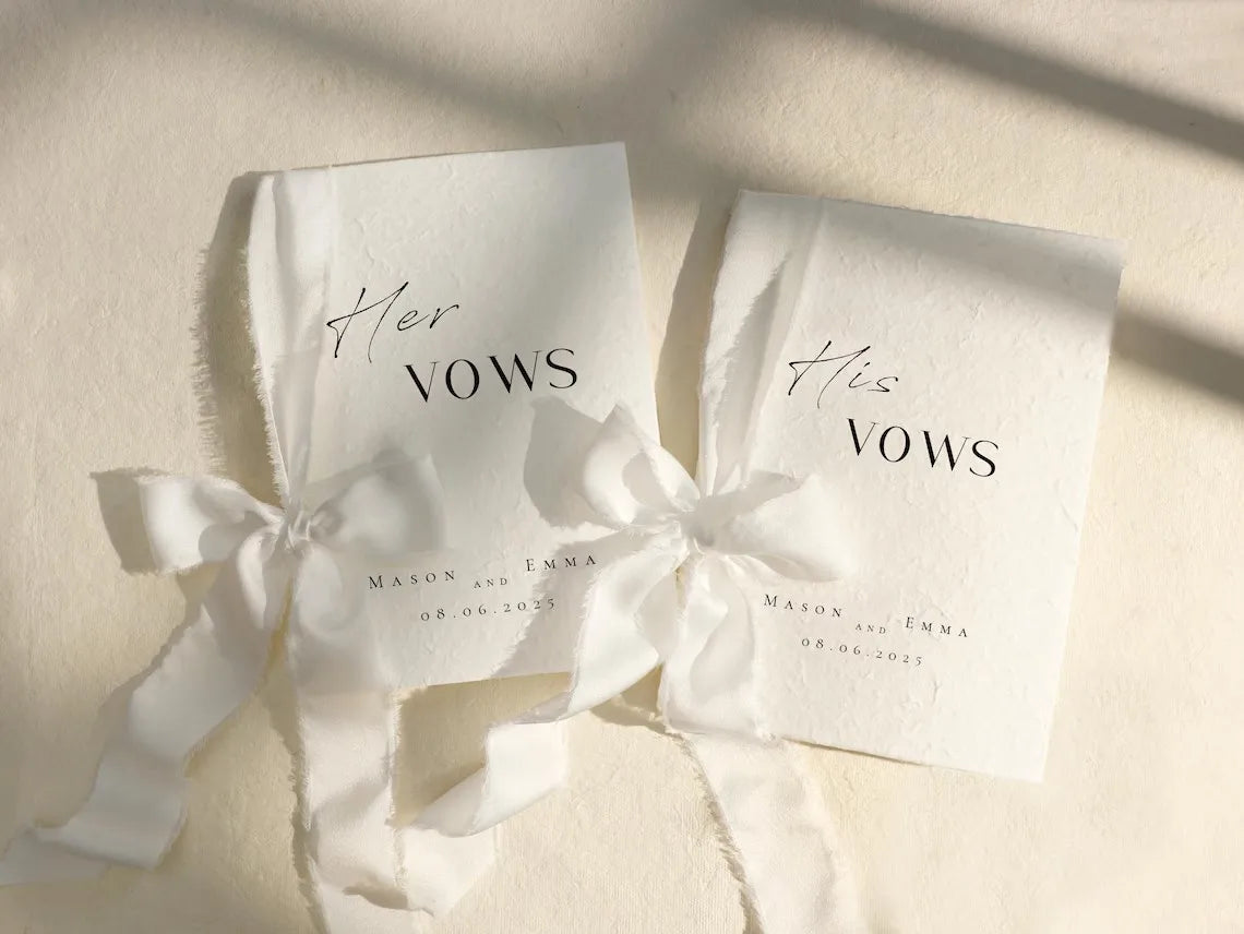 Livrets de vœux de mariage personnalisés en papier, Vœux de Monsieur et Madame, Papier Dongba texturé brut, Souvenir pour les mariés, Mariage unique
