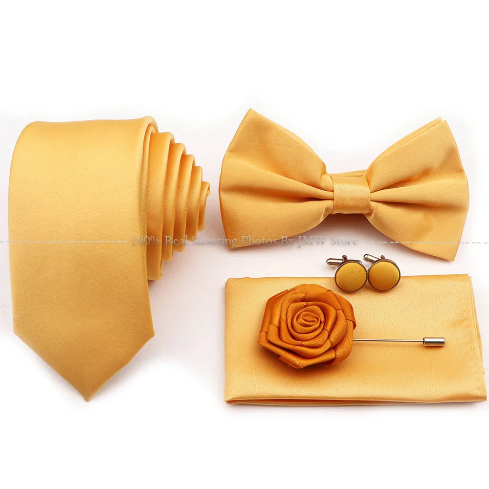 Ensemble cravate et nœud papillon violet bleu sauge vert en polyester, boutons de manchette et broche pour costume de marié, cravate de mariage, accessoire de chemise