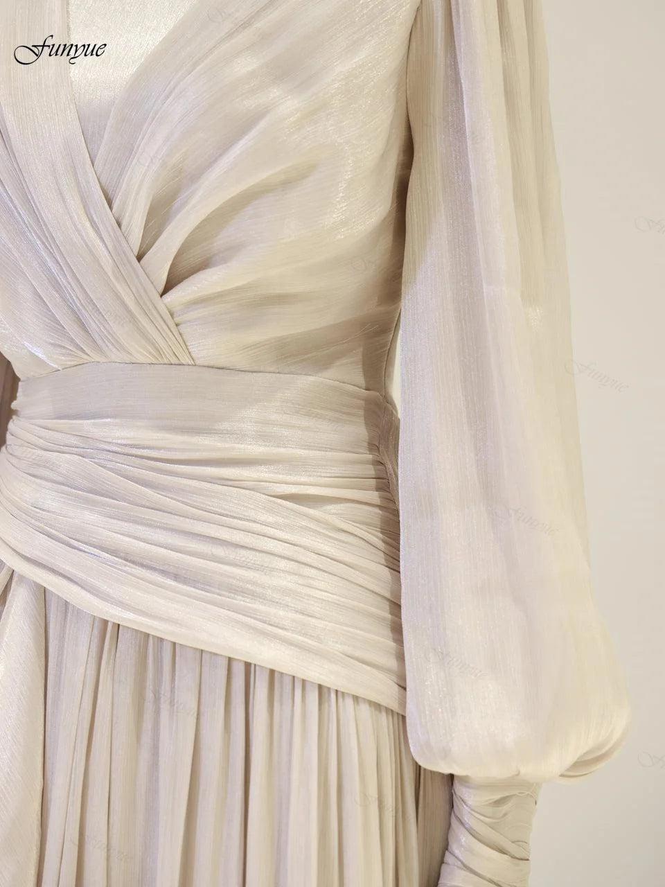 Robes de soirée musulmanes personnalisées élégantes pour femmes, en mousseline avec volants, manches longues, pour invités de mariage, robe de soirée formelle