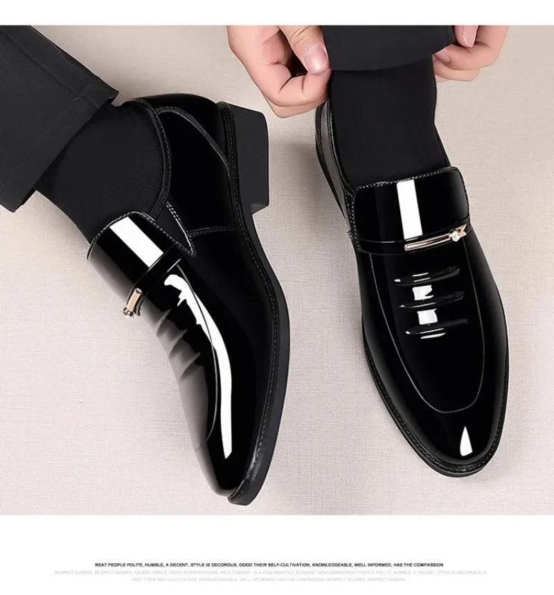 Chaussures habillées pour homme Pointures 38-49, Mocassins formels à haut brillant, Chaussures de mariage de luxe, Chaussures de conduite décontractées et confortables pour hommes