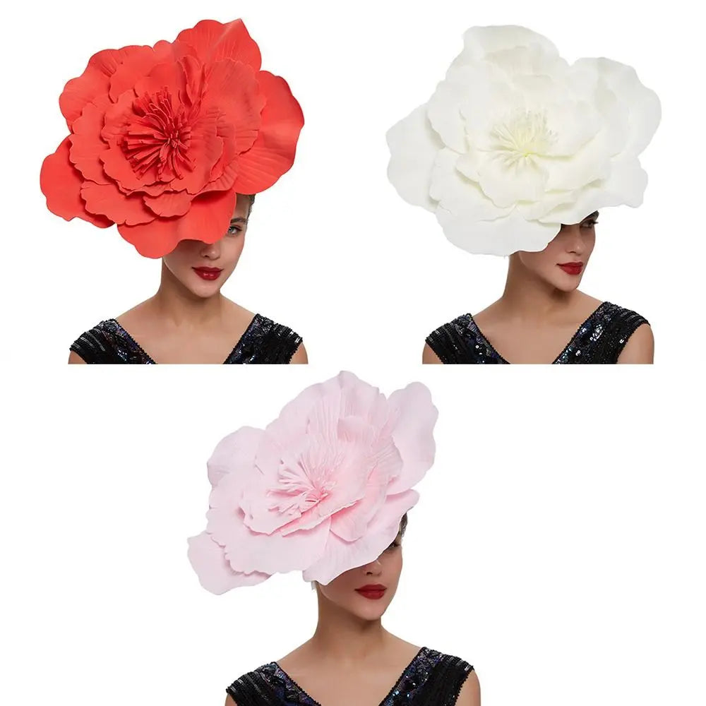 Fashion Hair Accessories Bridal Large Flower Hair Band Bow Hat Headdress Makeup Prom