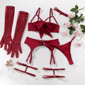 Ensemble de lingerie Ellolace Nœud Papillon Soutien-gorge Ouvert en Soie Sous-vêtements Sissy Bilizna Non Censurée Pornographie Sensuelle Intime Jarretière Strings Tenues Sexy