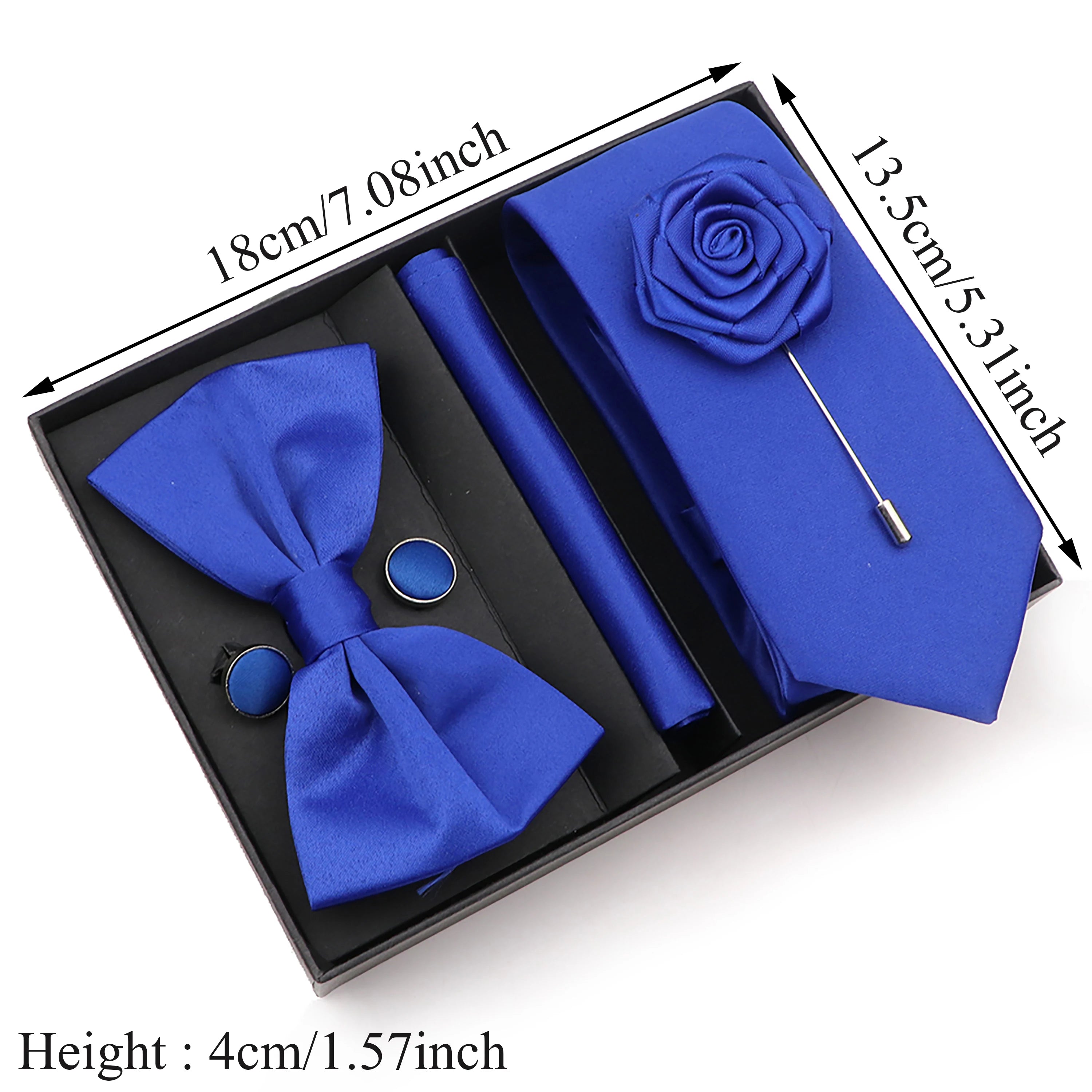 Men's Tie Box Gift Set | Necktie, Bow Tie, Pocket Square, Cufflinks & Brooch
