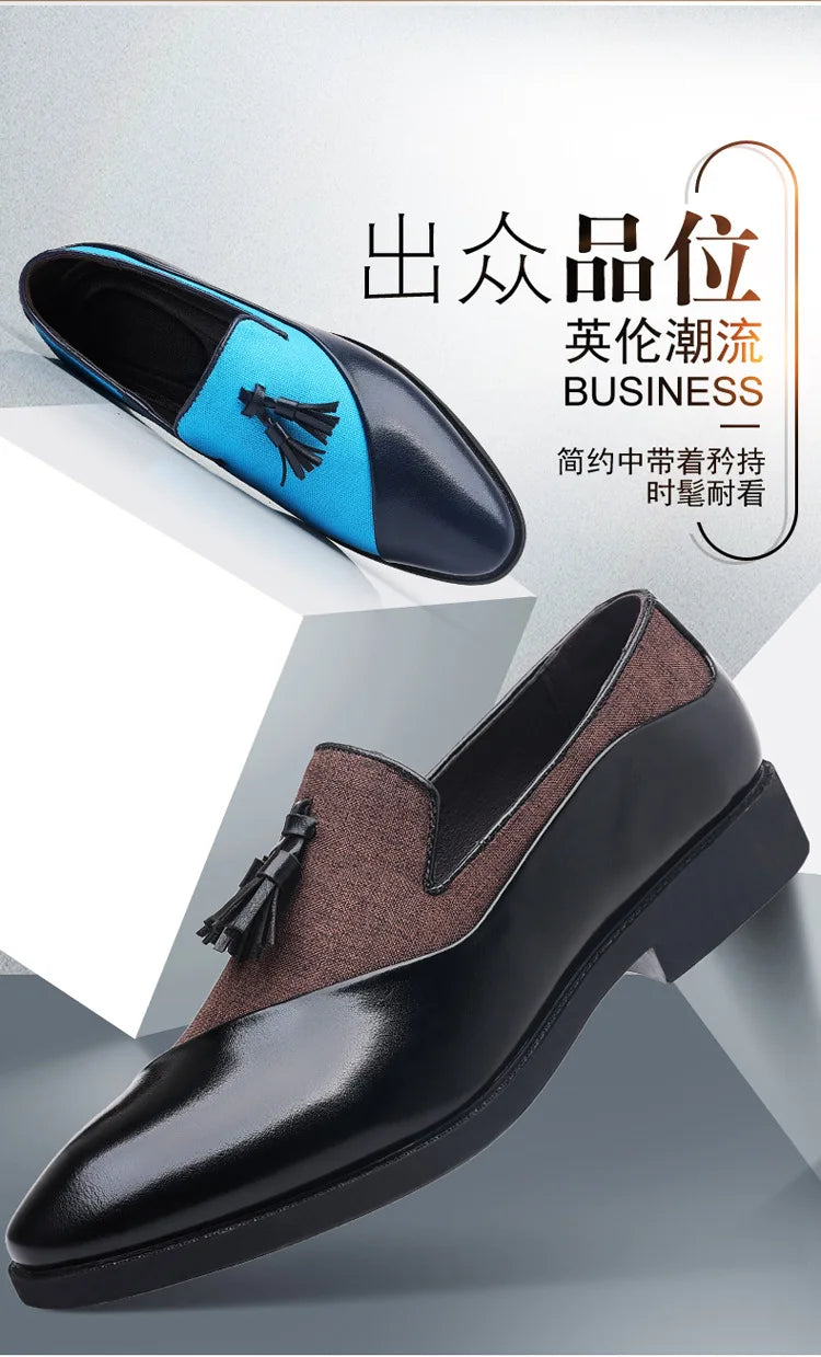 Chaussures Habillées Homme 2026 Nouvelles Chaussures en Cuir Décontractées Homme Chaussures Habillées d'Affaires en Cuir Tendance Polyvalentes Mocassins Bout Pointu à Enfiler