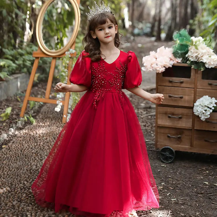 Robes de Demoiselle d'honneur pour Mariages Robes de Soirée Princesse pour Filles Robes d'Enfants à Manches Courtes Robe de Soirée Mariage 3-12 Ans