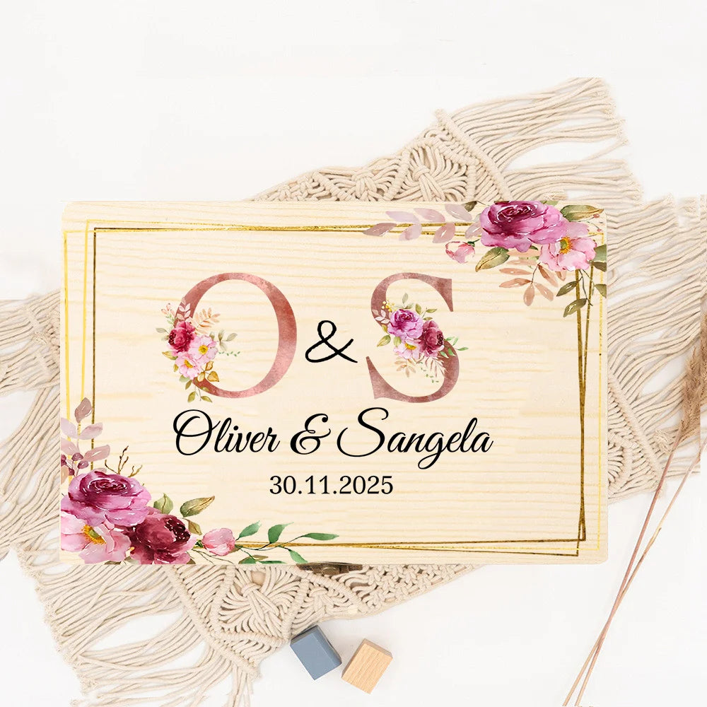 Personalized Wedding Memory Keepsake Box Custom Bridal Bride Box for Wedding Wooden Gift Box with Couple Name Anniversary Gift