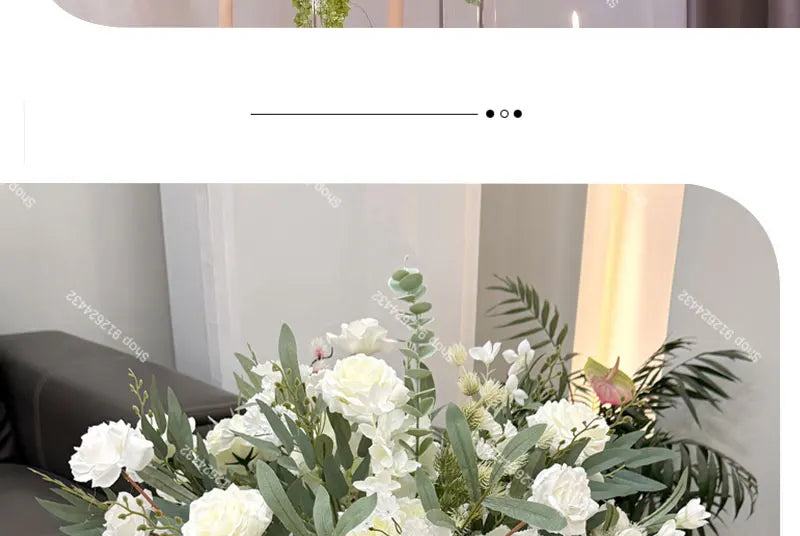 Centre de table de mariage de luxe en boule de roses blanches