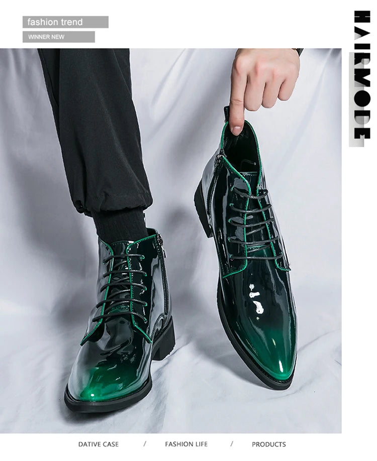 Bottes de luxe pour homme à paillettes, tendance, violettes, montantes, chaussures de mariage pour homme, bouts pointus, fermetures éclair, chaussures de ville pour homme, grande taille 47
