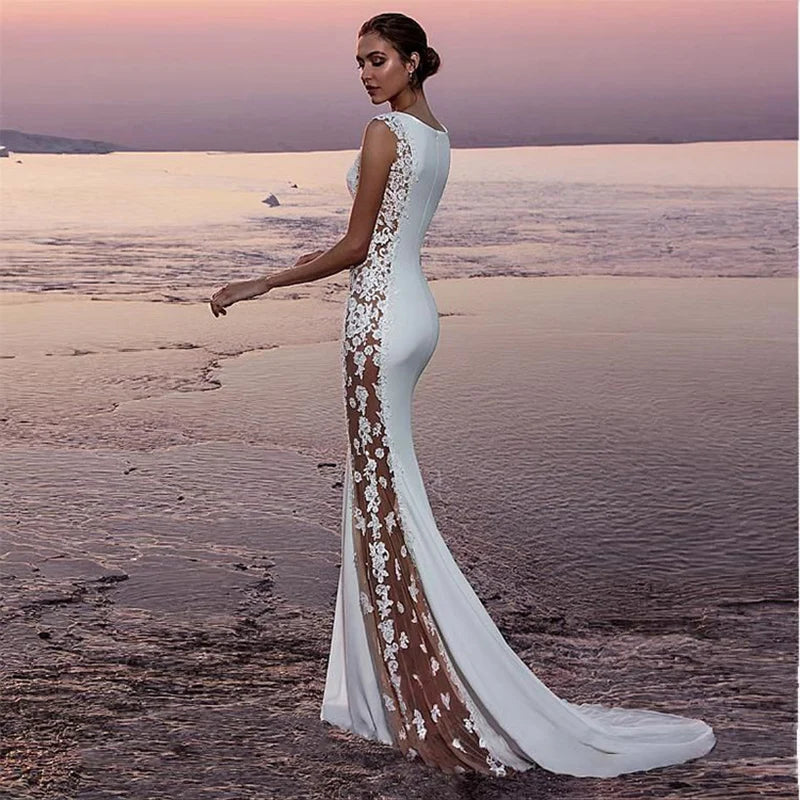Bridesmaid Dress Magic Lace Evening Gown Sleeveless Long fitted formal Party dress floor-length cocktail dress