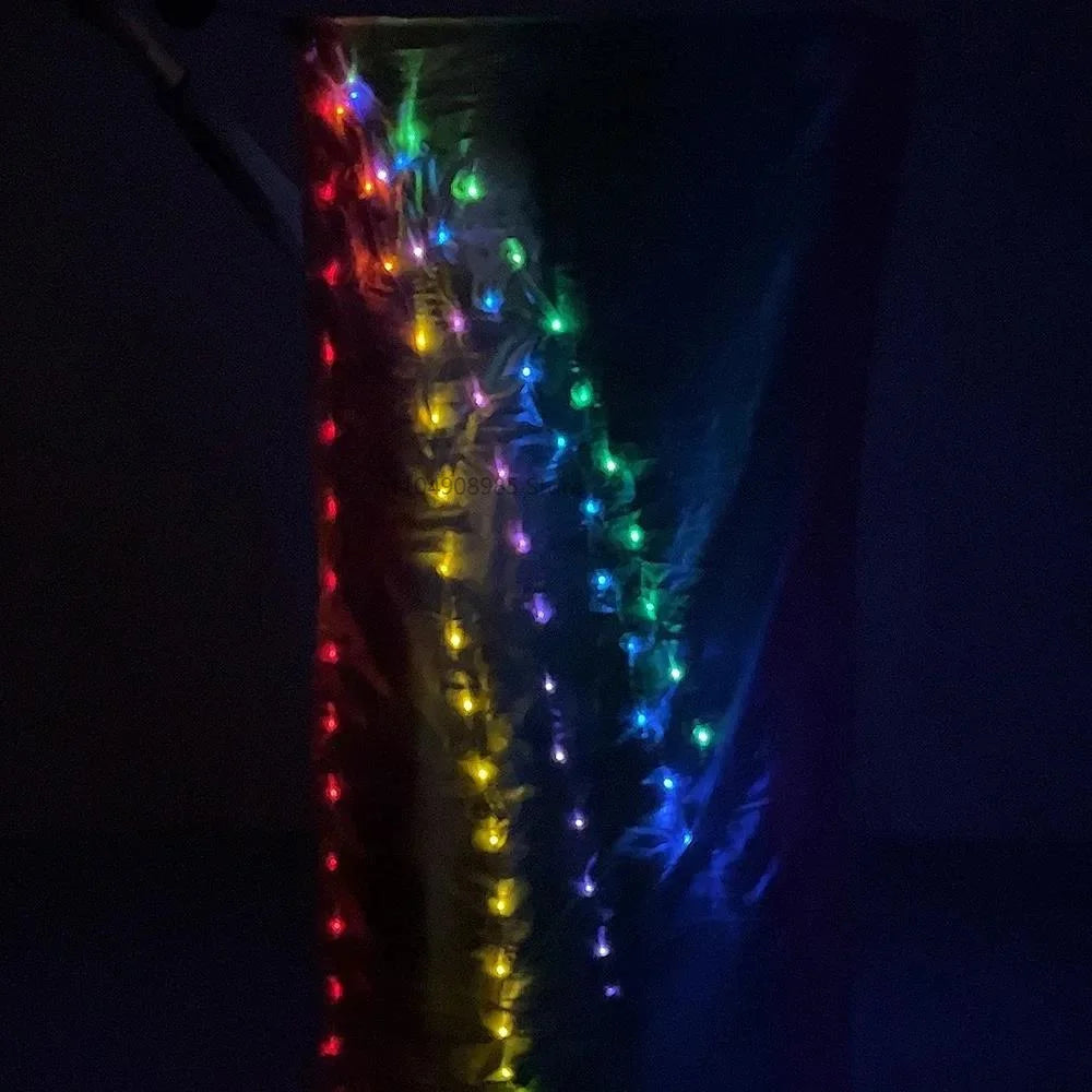 Voile Poi LED pour Femmes Voiles de Danse du Ventre Balle Poi de Danse Orientale Couleur Arc-en-Ciel avec Voile Fête Mariage Ruban LED Coloré