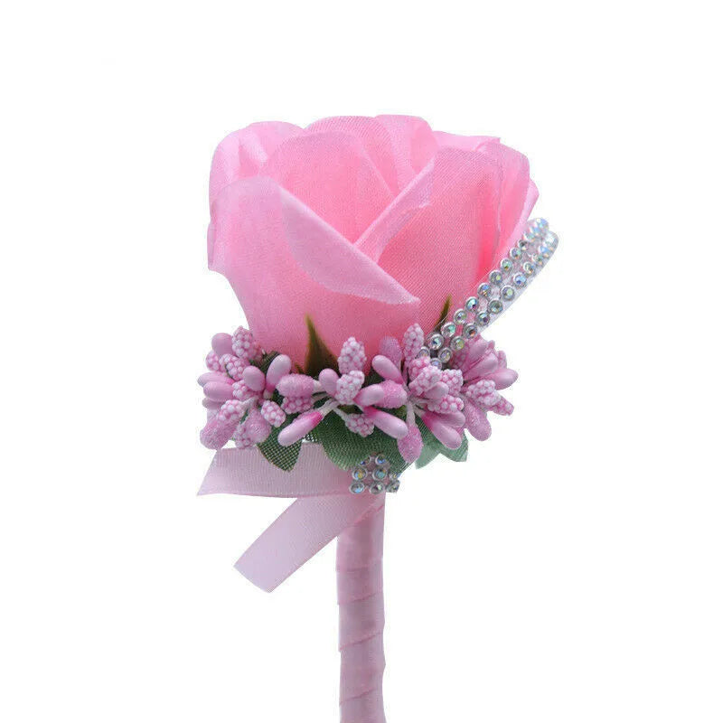 Silk Rose Boutonniere & Corsage Brooch | Groom, Groomsmen & Wedding Party