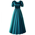 Robe médiévale en satin - Robe de thé victorienne taille haute, costume de cosplay Renaissance pour Halloween et robe de bal gothique steampunk