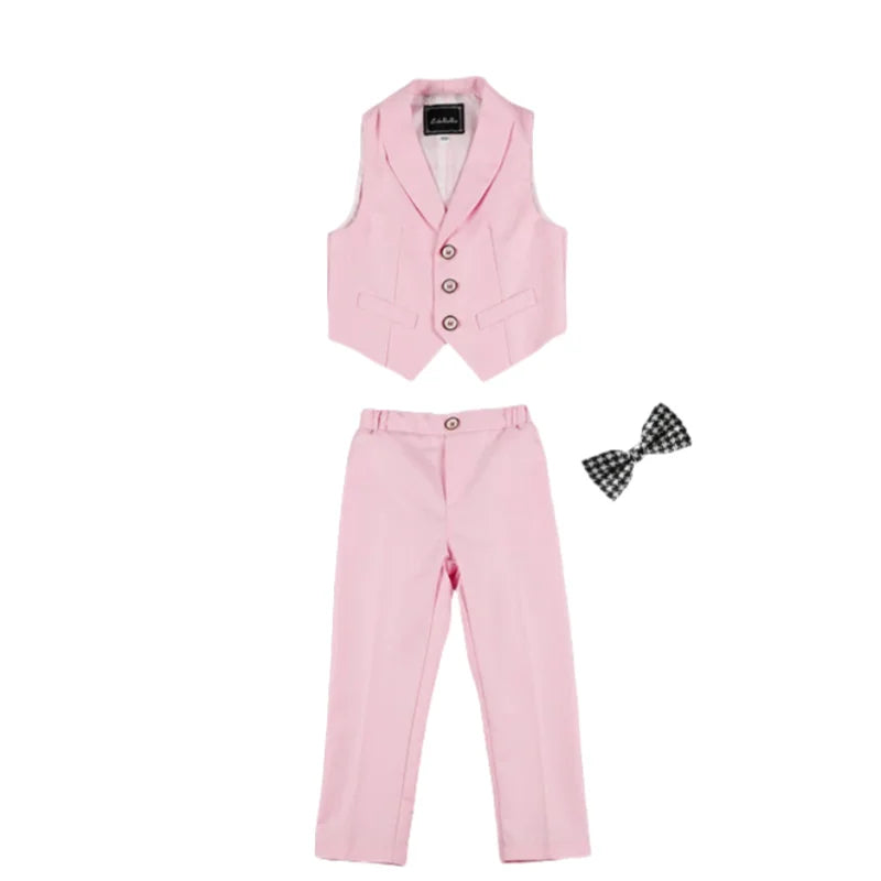 Ensemble gilet et pantalon pour garçons avec cravate, costume habillé formel, tenue de mariage ou communion pour adolescent, costume de performance de piano pour enfants