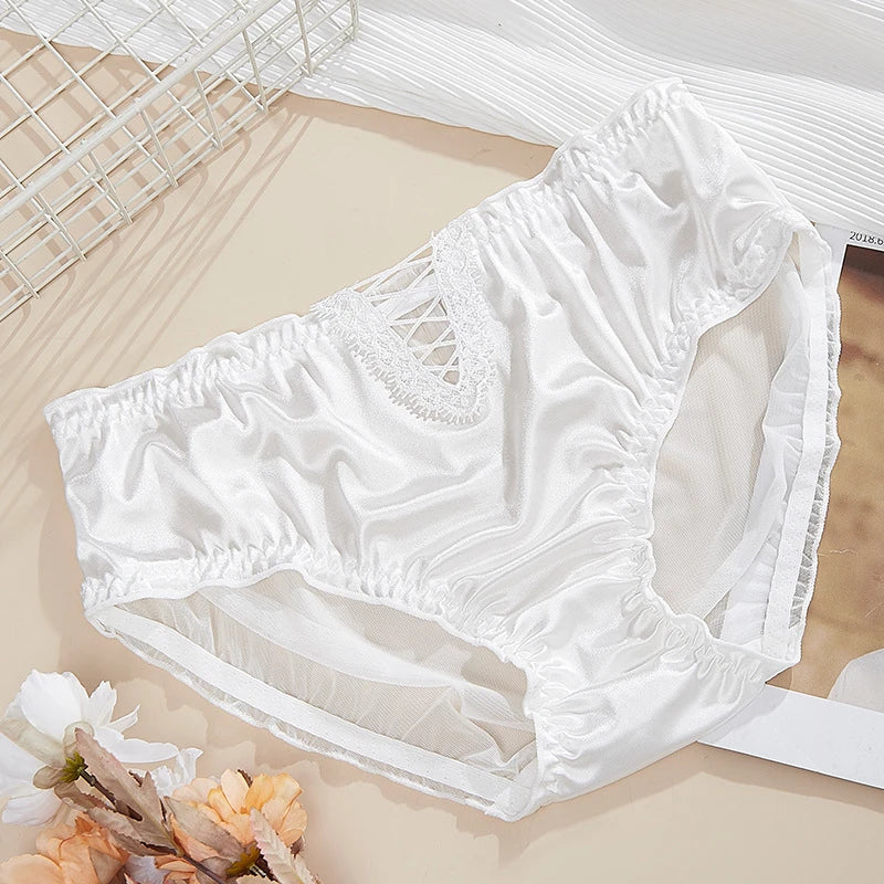 Culotte sexy pour femmes, culotte en dentelle grande taille, lingerie évidée respirante, sous-vêtements en coton à l'entrejambe pour femmes