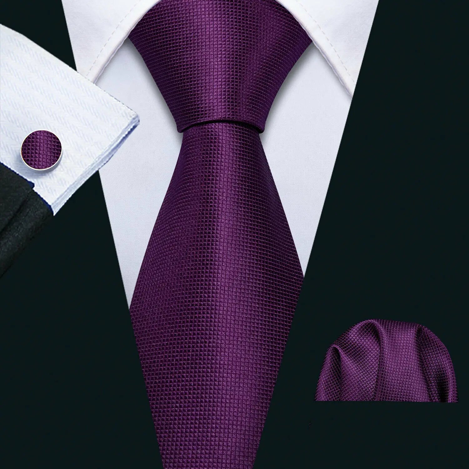 Cravate Homme en Soie Violette Unie avec Pochette Barry.Wang, Ensemble de Cravate et Mouchoir de Poche, Nœuds Papillons Floraux Paisley pour Homme, Cadeau pour Fête, Marié
