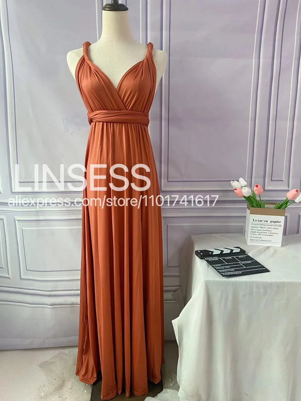 Robe de demoiselle d'honneur, robe longue vert olive de demoiselle d'honneur, robe convertible pour cortège nuptial, robe infinie multivoies, robe sur mesure