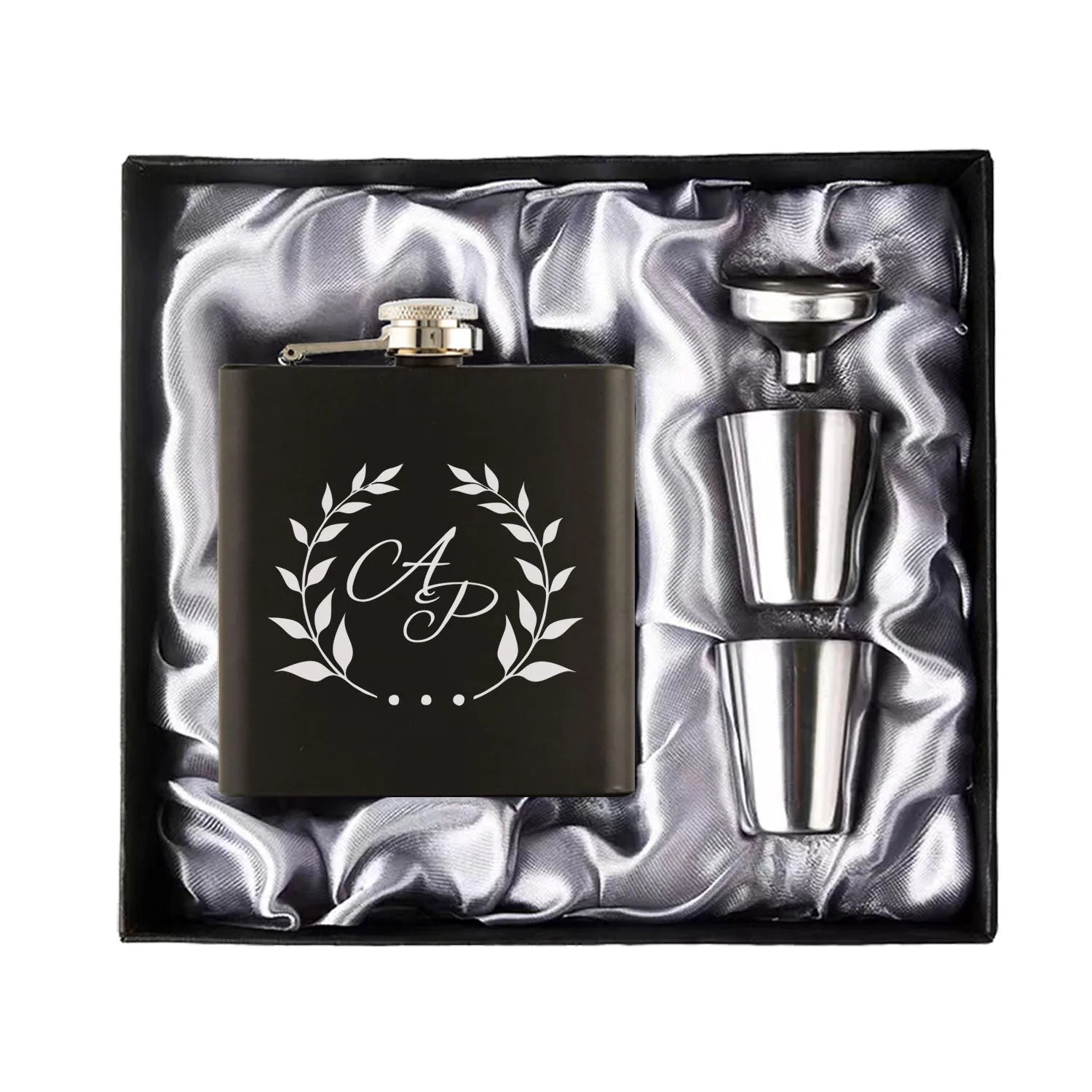 Personalized 6oz Hip Flask Set | Custom Name & Logo | Groom, Best Man & Groomsmen Gift