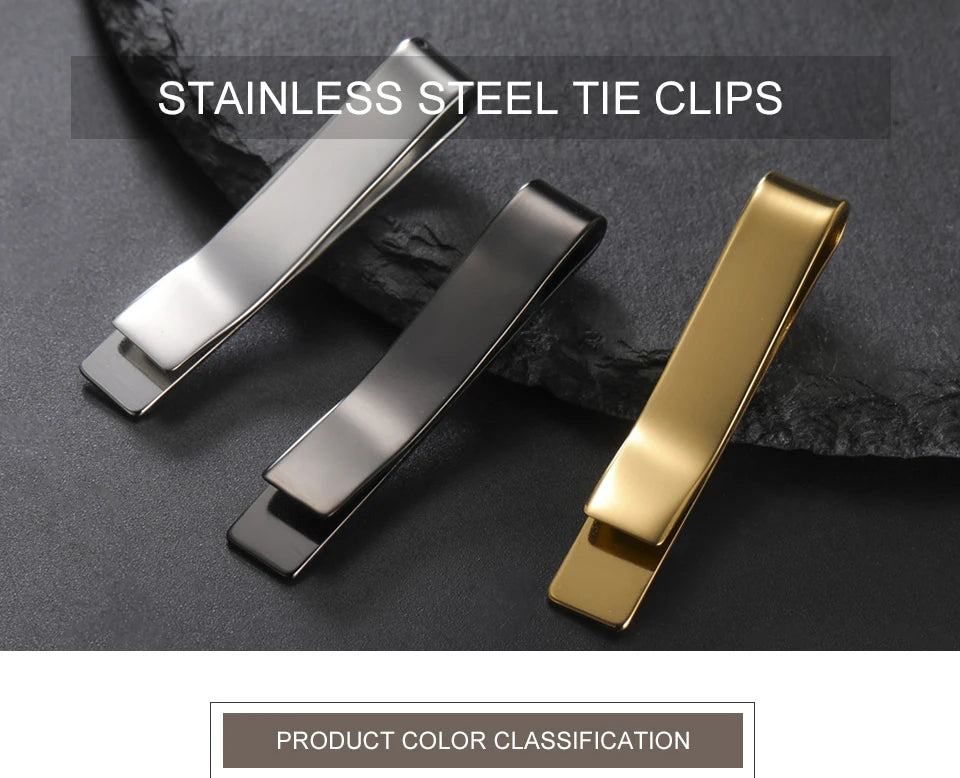 Men's Stainless Steel Tie Clip Set | Groom & Groomsmen Wedding Accessory