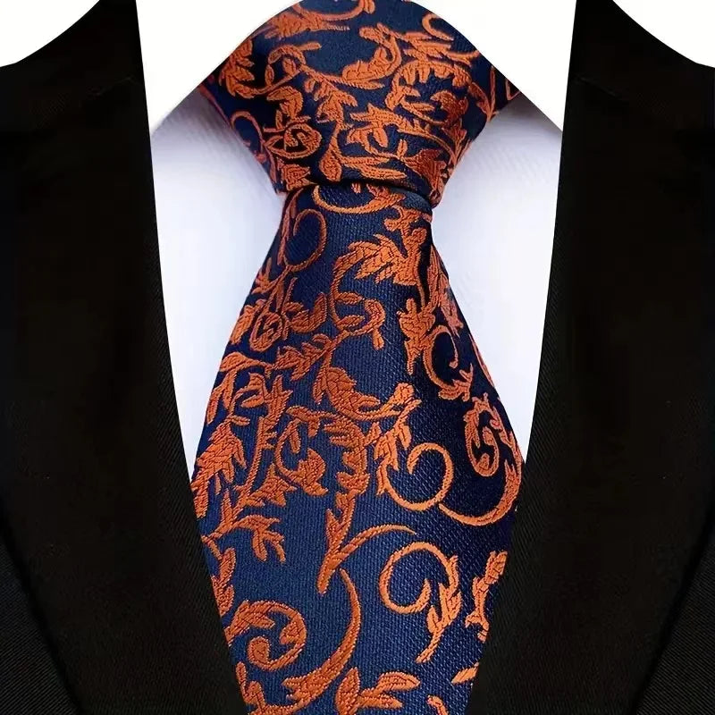 Cravate de luxe 8CM pour homme, motifs floraux et cachemire, tissée jacquard, accessoires pour occasions d'affaires et de mariage.