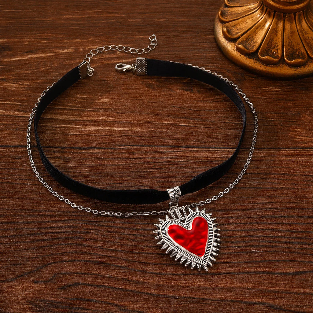 Collier ras-du-cou « rose épanouie en dentelle gothique » — style Lolita