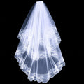 Voile de Mariée d'Halloween pour Femme avec Bord en Dentelle Voile de Mariage en Tulle 2 Niveaux