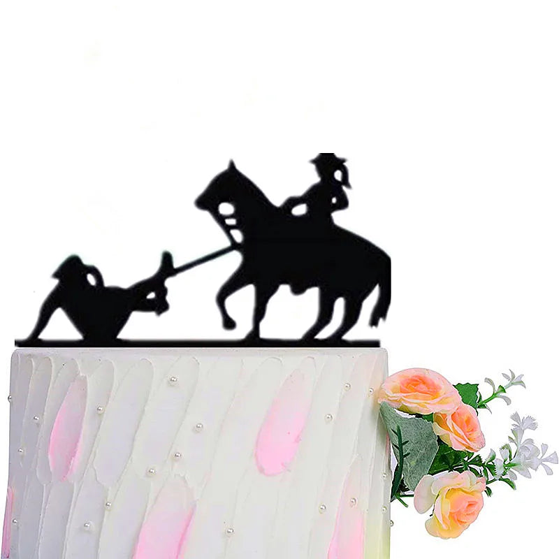 Funny Wedding Party Cake Topper Mariée Marié M. Mme Acrylique Noir Gâteaux de mariage Style Sport Mixte Couples Cake Décoration de mariage