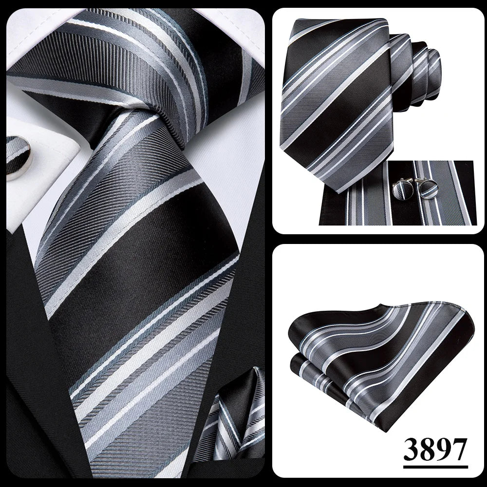 Silk Paisley & Floral Necktie Gift Set | Groom & Groomsmen Wedding Tie with Pocket Square & Cufflinks