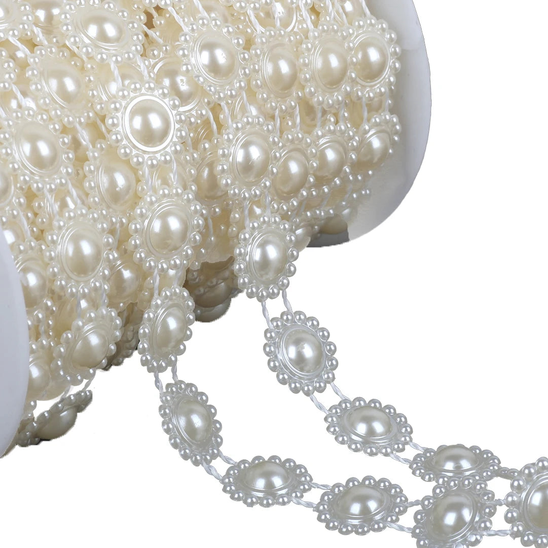 3/4/5/6/8/10mm ABS pearl chain double row connecting bead wedding dress bead chain half round bead chain DIY jewelry accessories