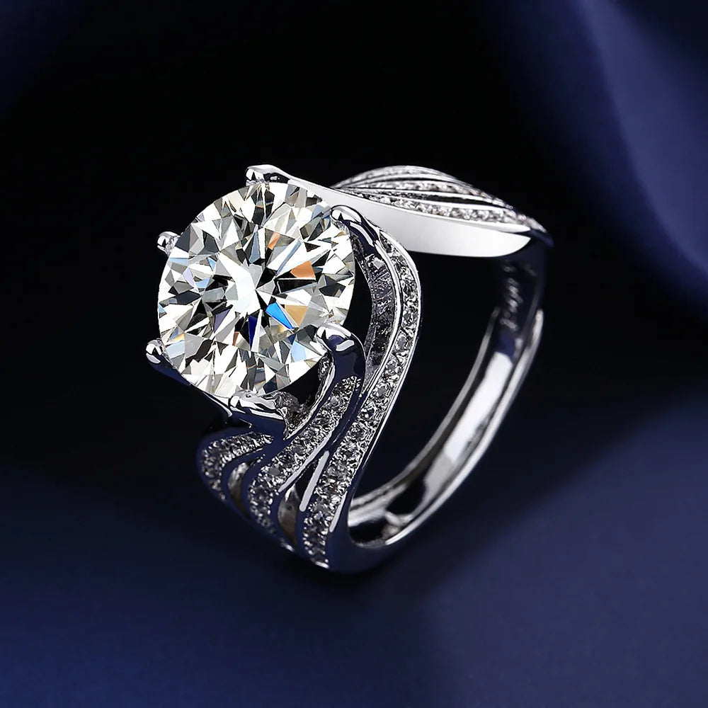 Luxury Moissanite Engagement Ring — 925 Sterling Silver