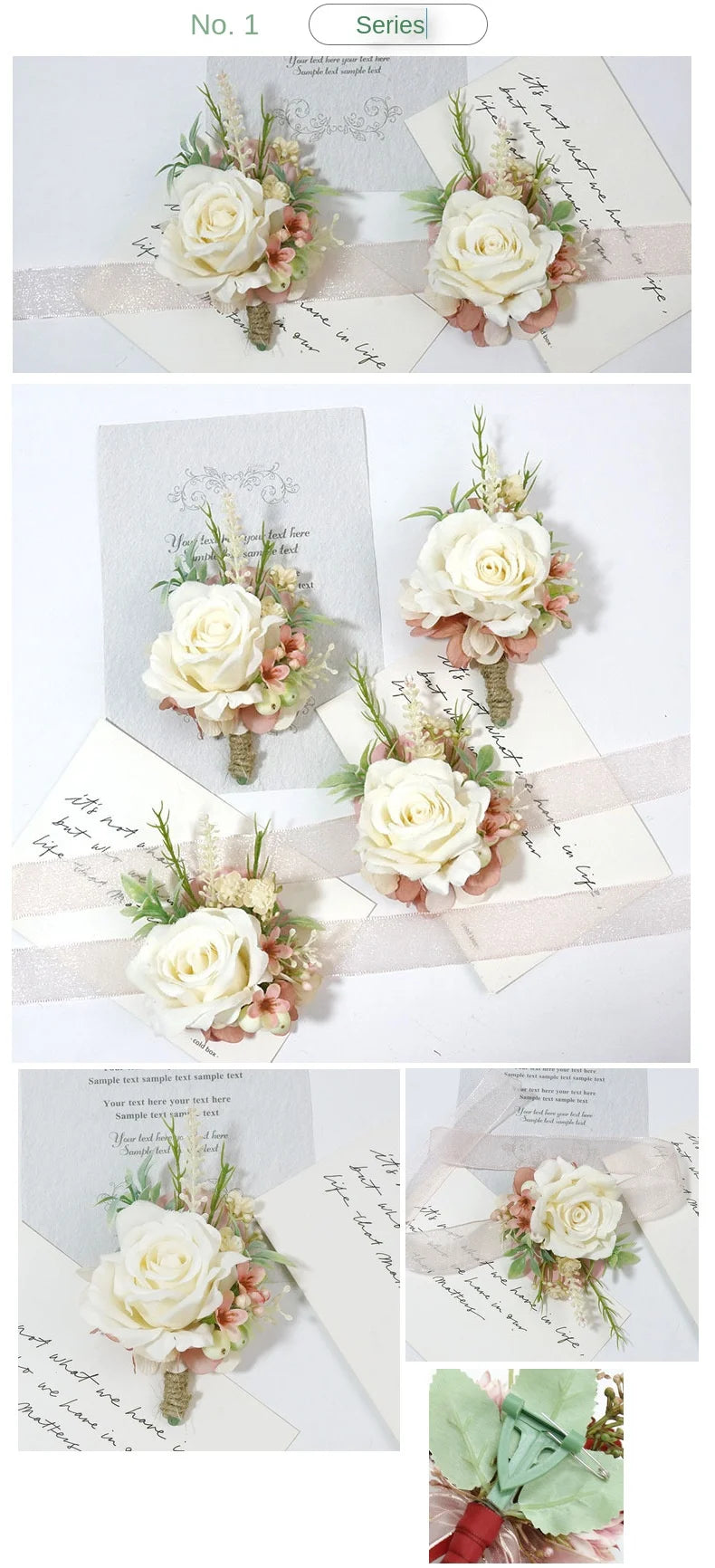 Wedding Boutonniere & Corsage | Silk Flower Pin for Groom, Groomsmen & Guests