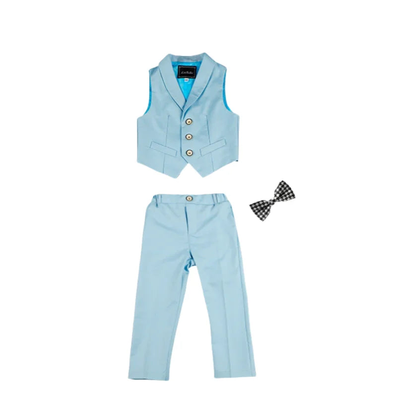 Ensemble gilet et pantalon pour garçons avec cravate, costume habillé formel, tenue de mariage ou communion pour adolescent, costume de performance de piano pour enfants